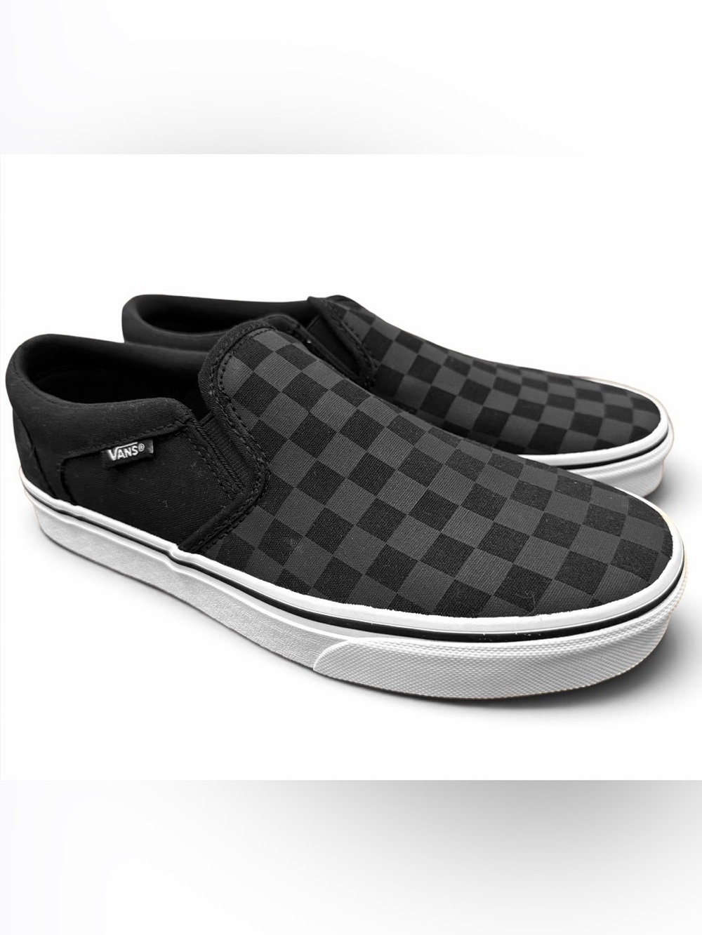 NIB Vans Asher Slip-On Black Checkerboard Men’s Size 8